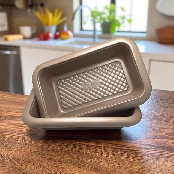 2pc Chicago Metallic Non-Stick Loaf Pans Rectangle Textured Bakeware - Picture 1 of 10